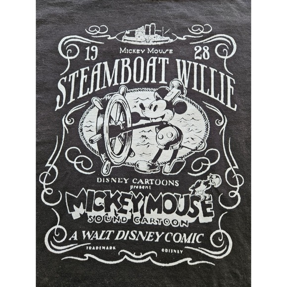 Disney Other - Disney Steamboat Willie Mickey Mouse Sound Cartoon Black Graphic T Shirt, Large